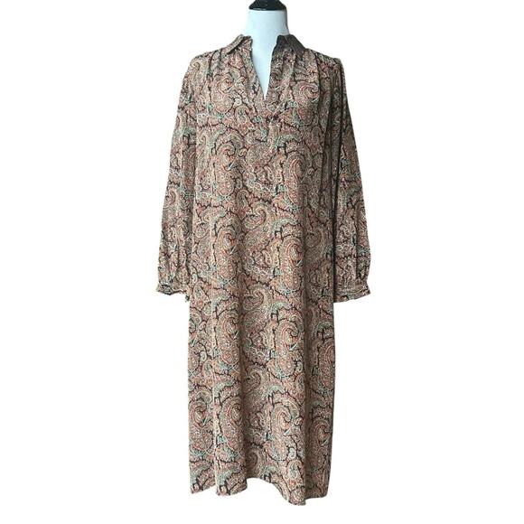 Nili Lotan Kesia Paisley Pintuck Midi Dress sz M - Picture 3 of 5
